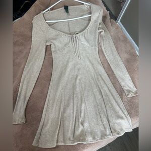 Beige Long Sleeve Dress